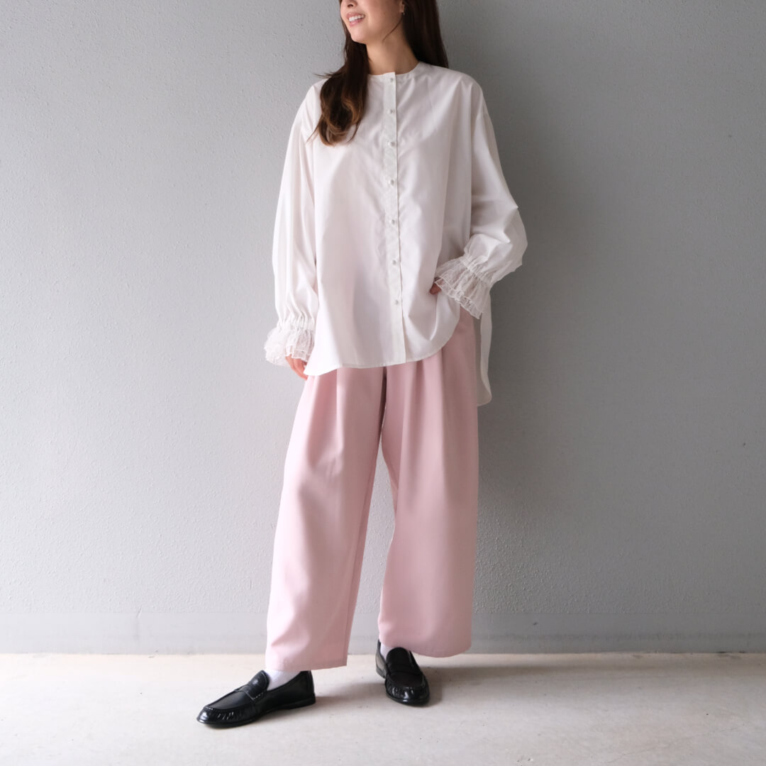 Lace Frill Cuff Blouse(WHITE)