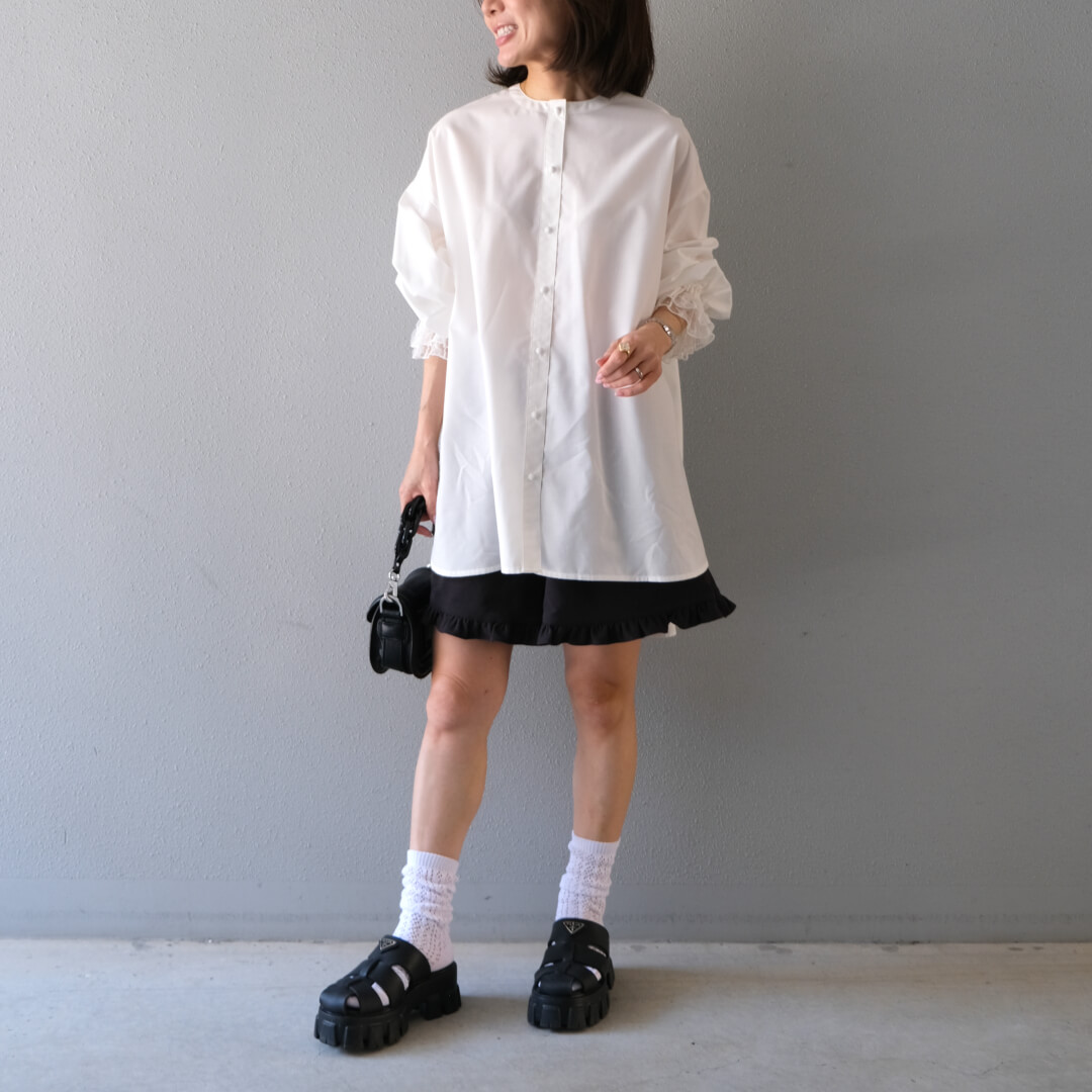 Lace Frill Cuff Blouse(WHITE)