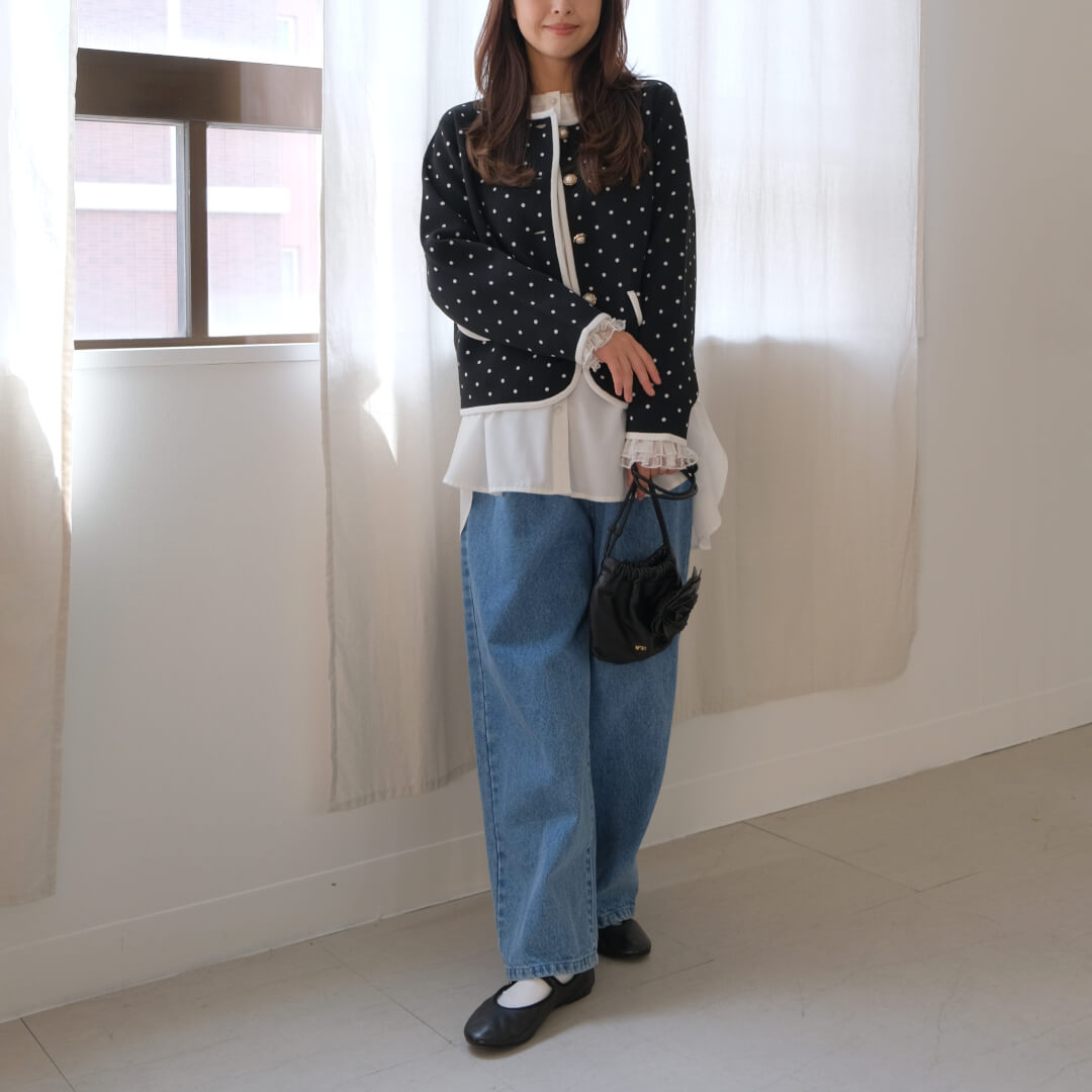 Lace Frill Cuff Blouse(WHITE)