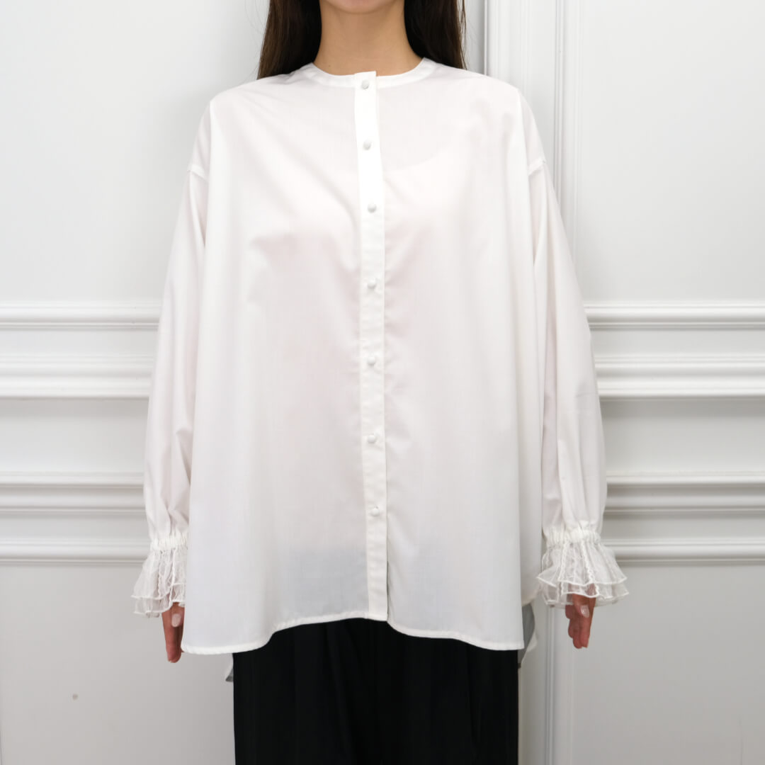 Lace Frill Cuff Blouse(WHITE)
