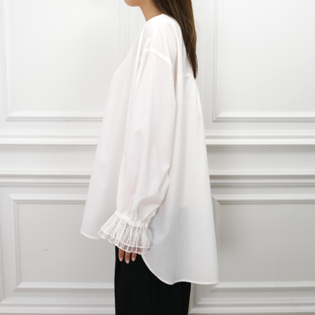 Lace Frill Cuff Blouse(WHITE)