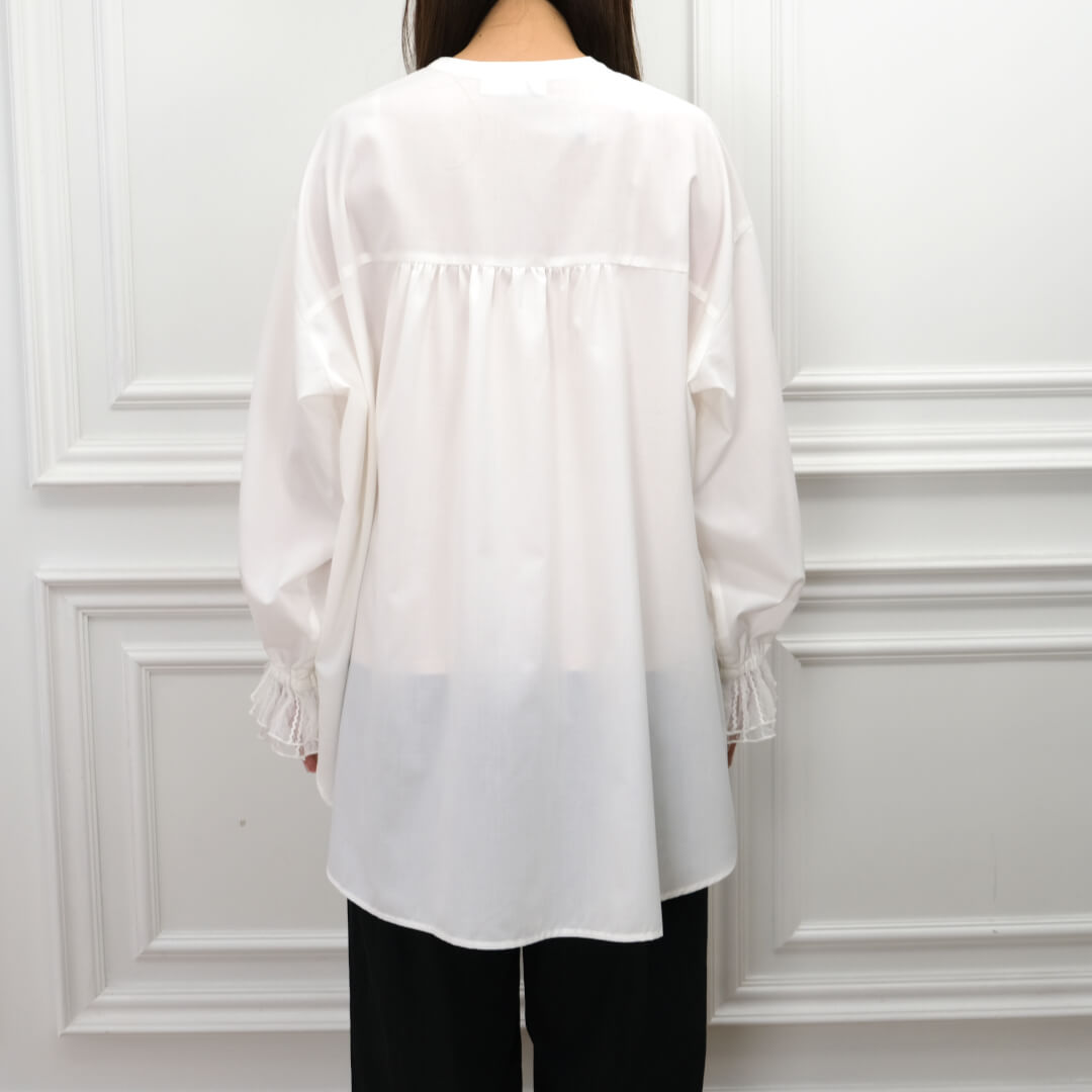 Lace Frill Cuff Blouse(WHITE)
