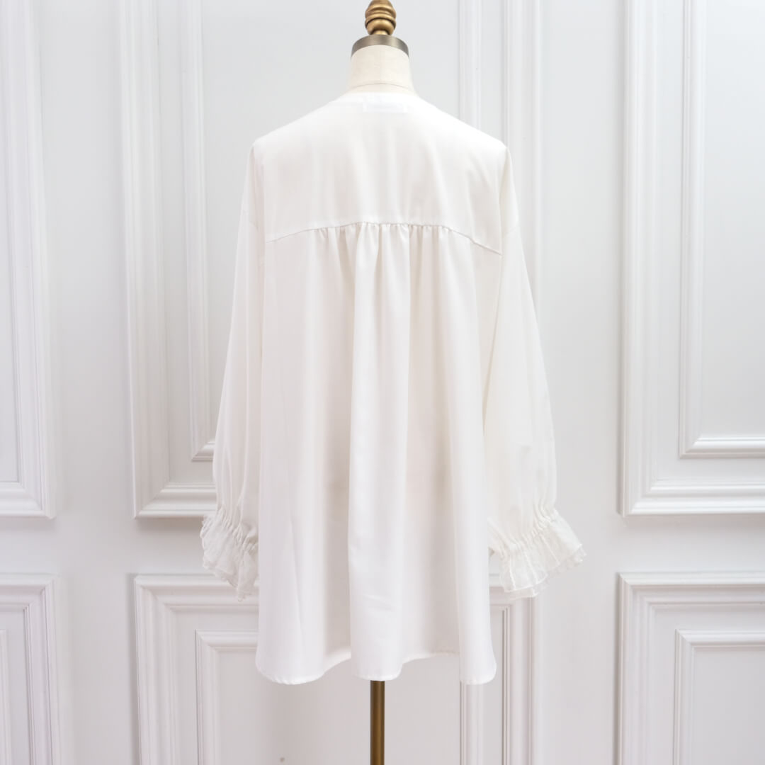 Lace Frill Cuff Blouse(WHITE)