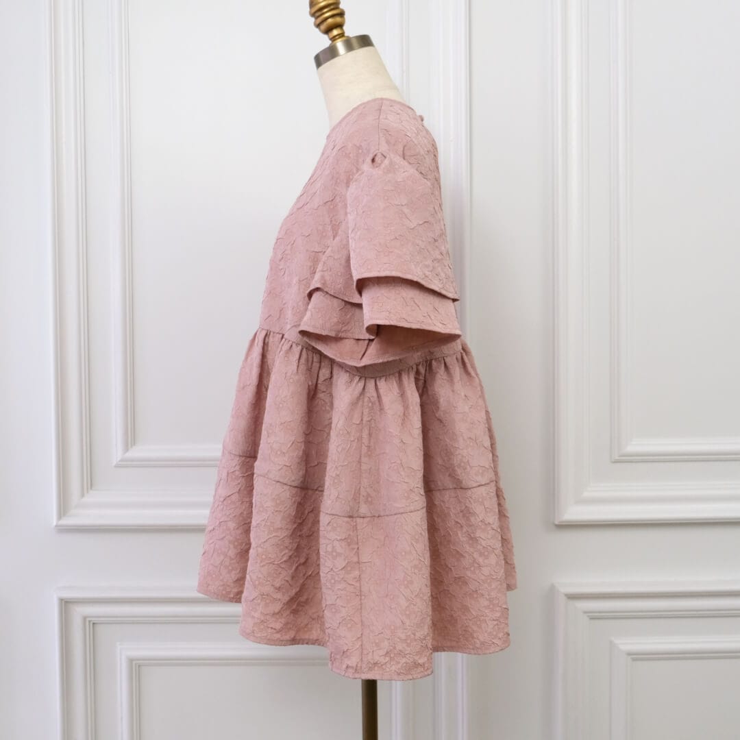 【新品未使用】アンミヌ　ダブルフレアジャガードトップス（BLACK） ダブルフレアジャガードトップス(PINK) | TOPS | UN MINOU