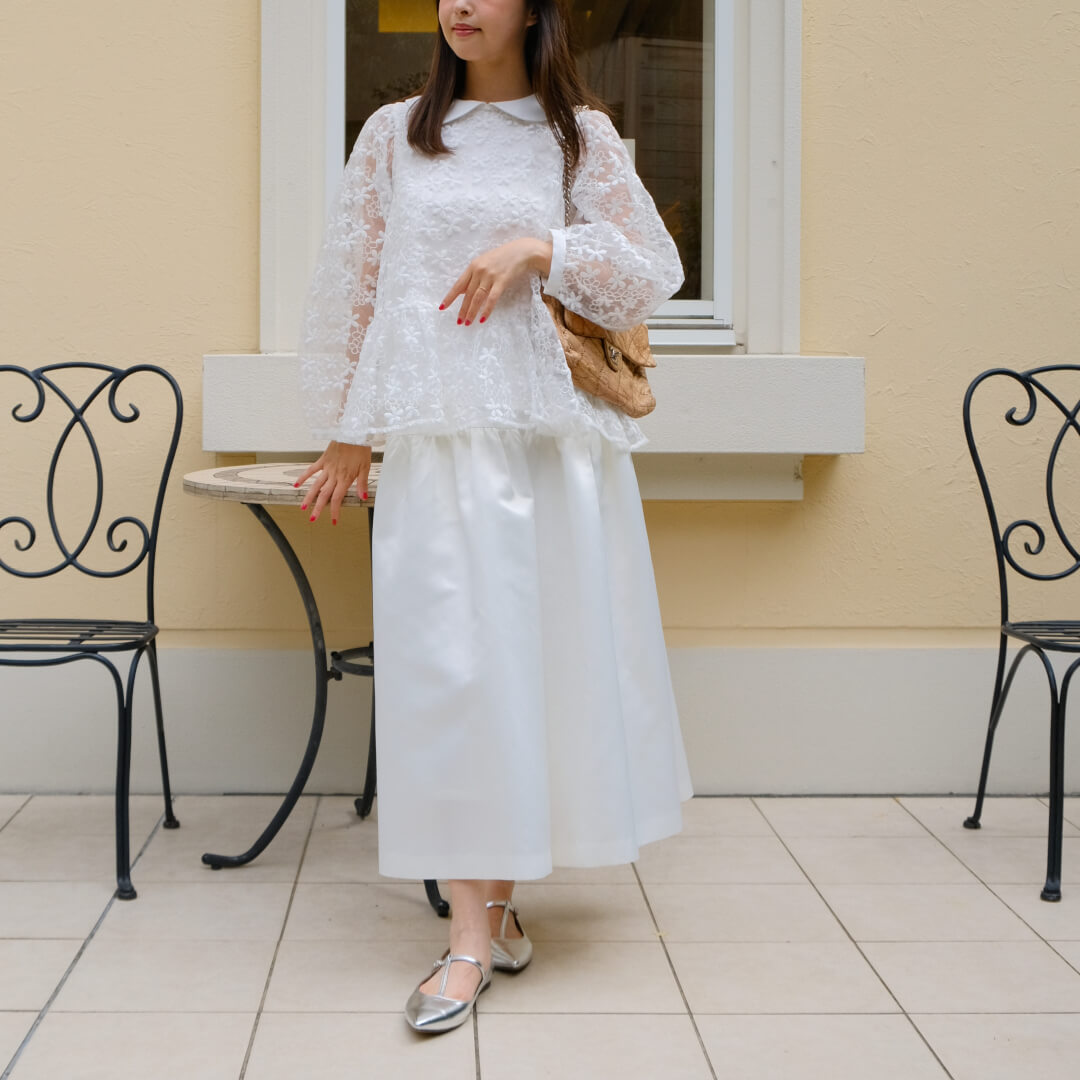 フラワーレースカラーブラウス(WHITE) | TOPS | UN MINOU