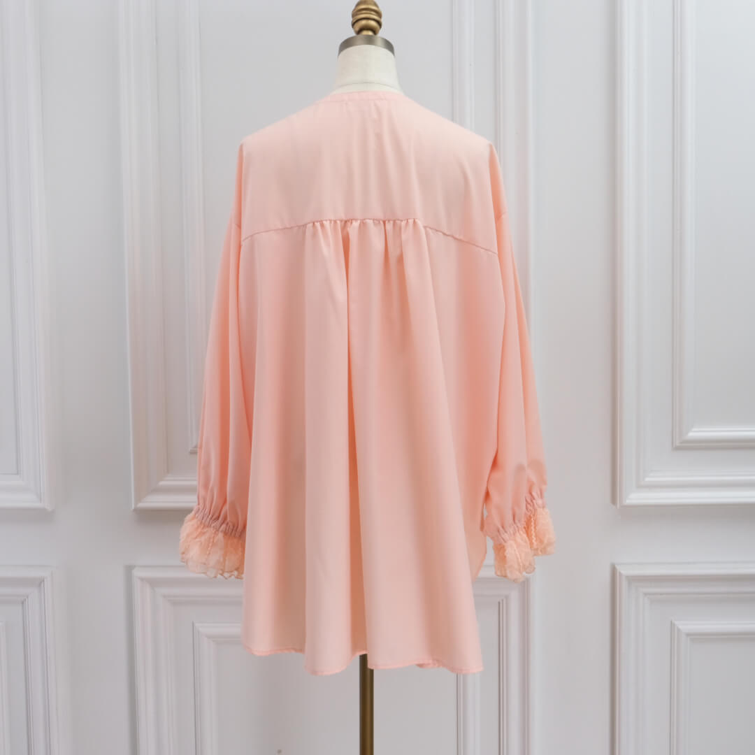 Lace Frill Cuff Blouse(PINK)