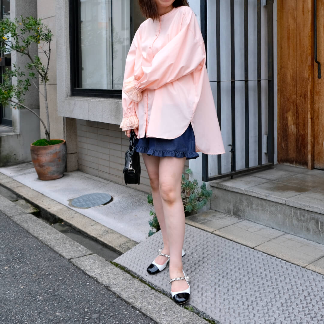 Lace Frill Cuff Blouse(PINK)