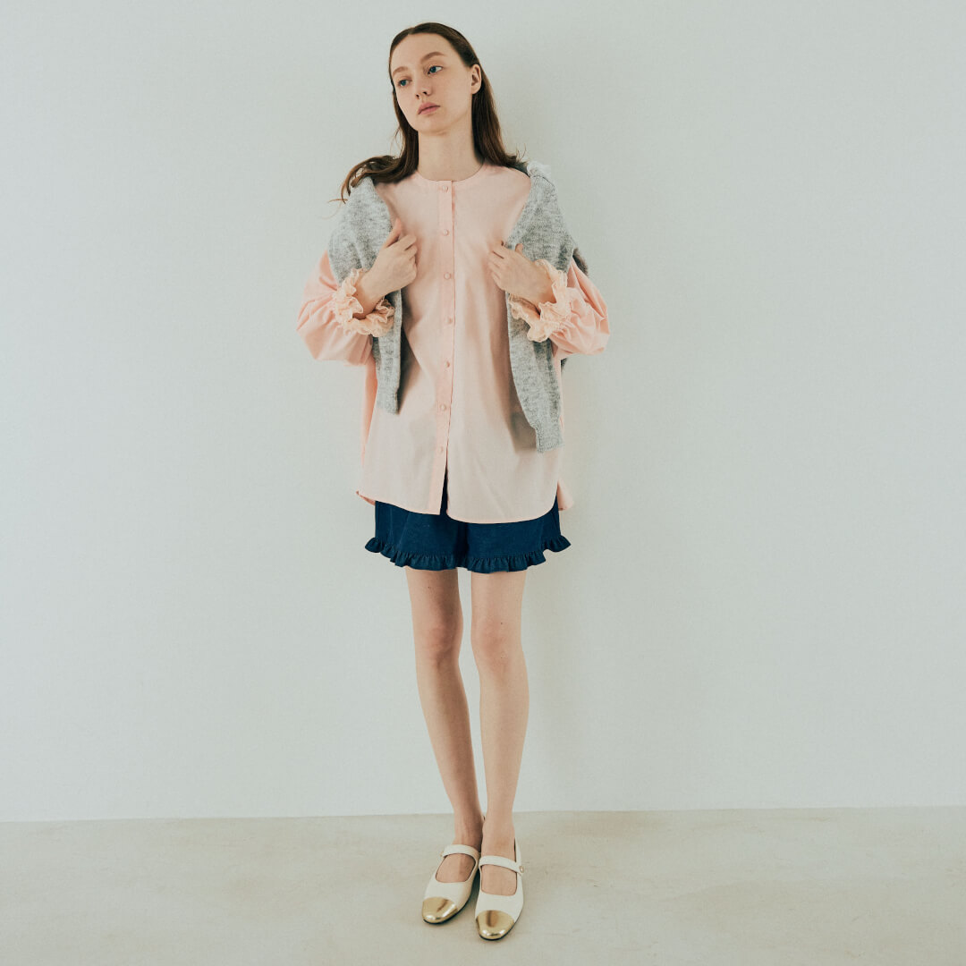 Lace Frill Cuff Blouse(PINK)