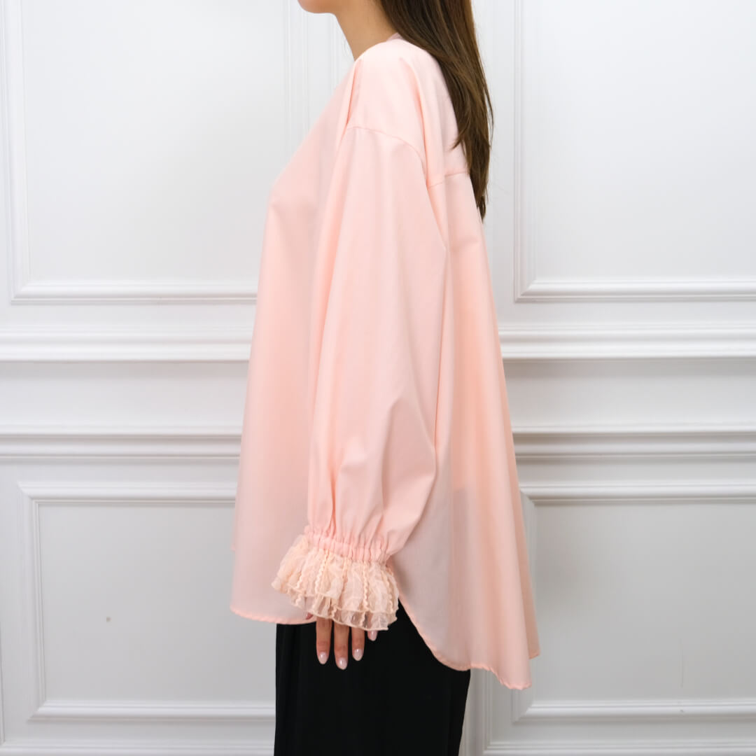 Lace Frill Cuff Blouse(PINK)