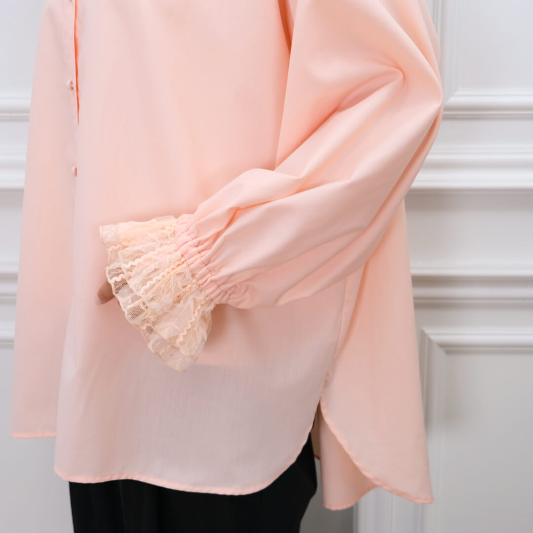 Lace Frill Cuff Blouse(PINK)