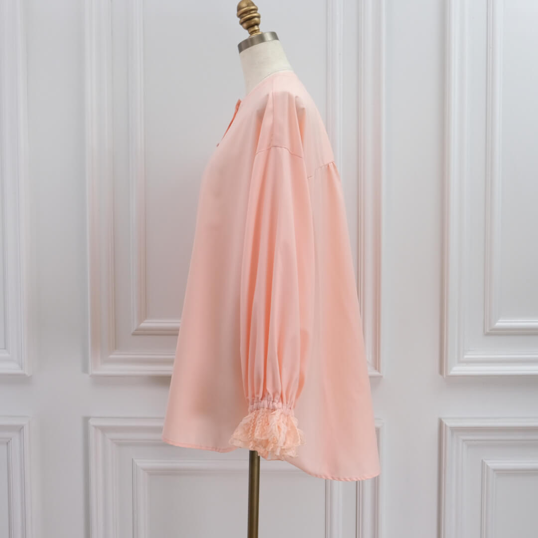 Lace Frill Cuff Blouse(PINK)