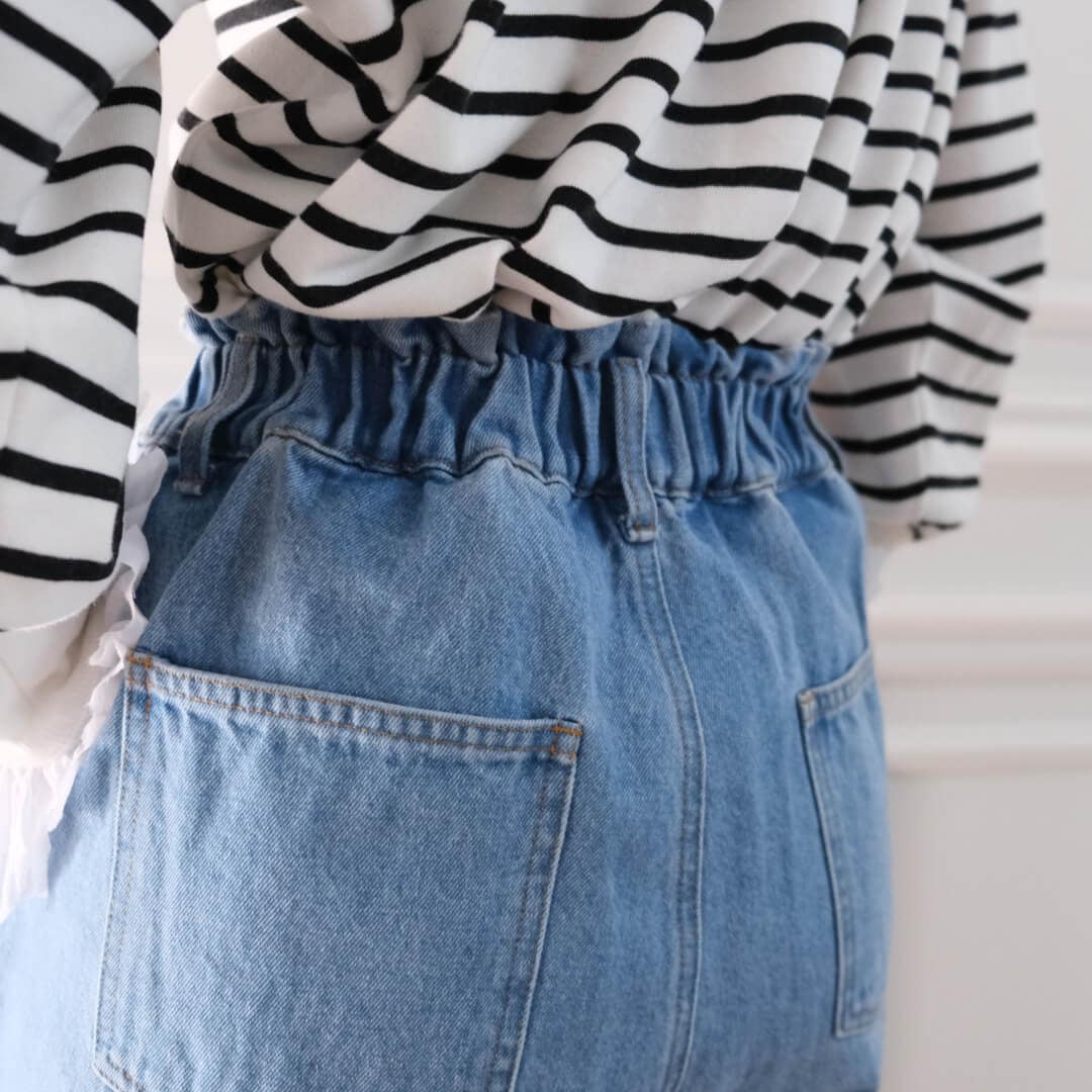 アンミヌフロントタックデニムL.BLUE