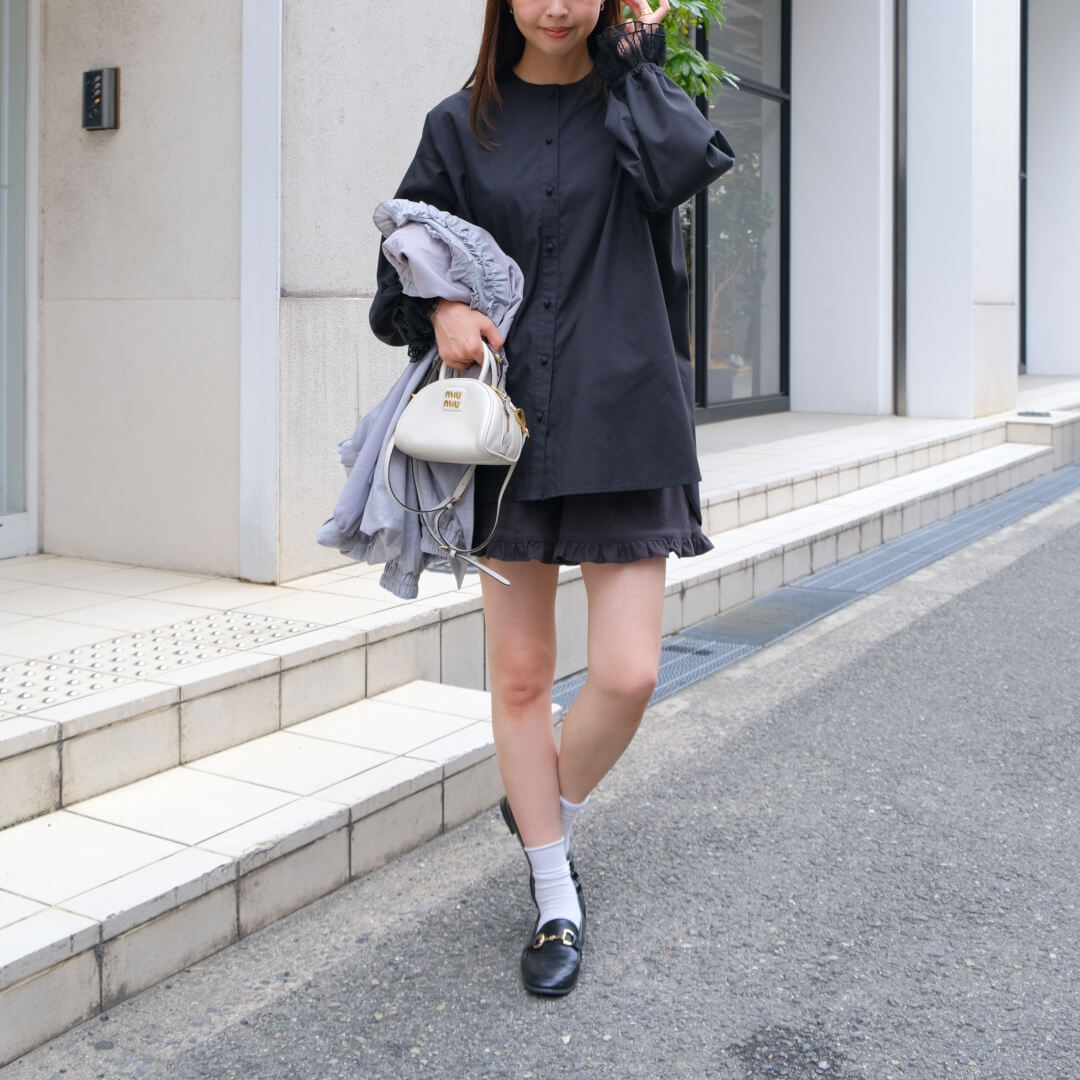 Lace Frill Cuff Blouse(BLACK)