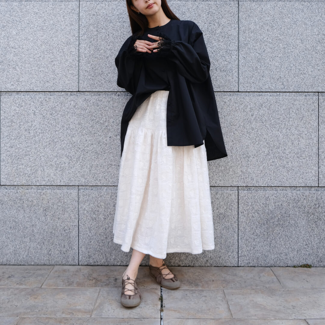 Lace Frill Cuff Blouse(BLACK)
