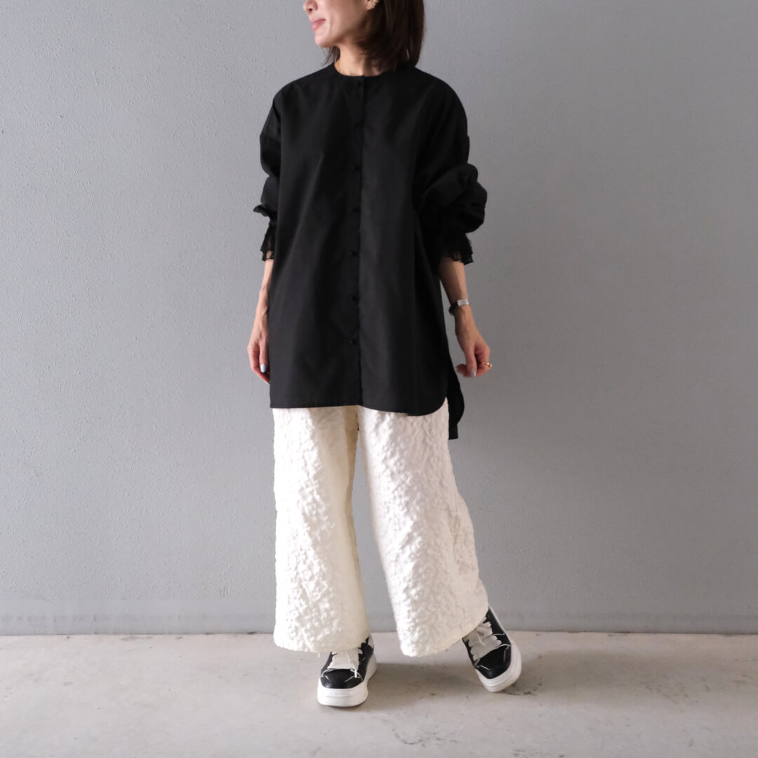 Lace Frill Cuff Blouse(BLACK)