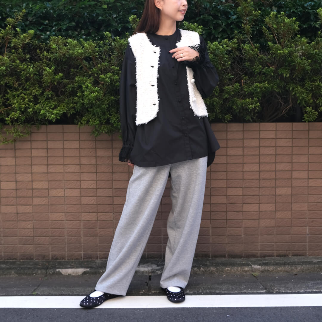 Lace Frill Cuff Blouse(BLACK)