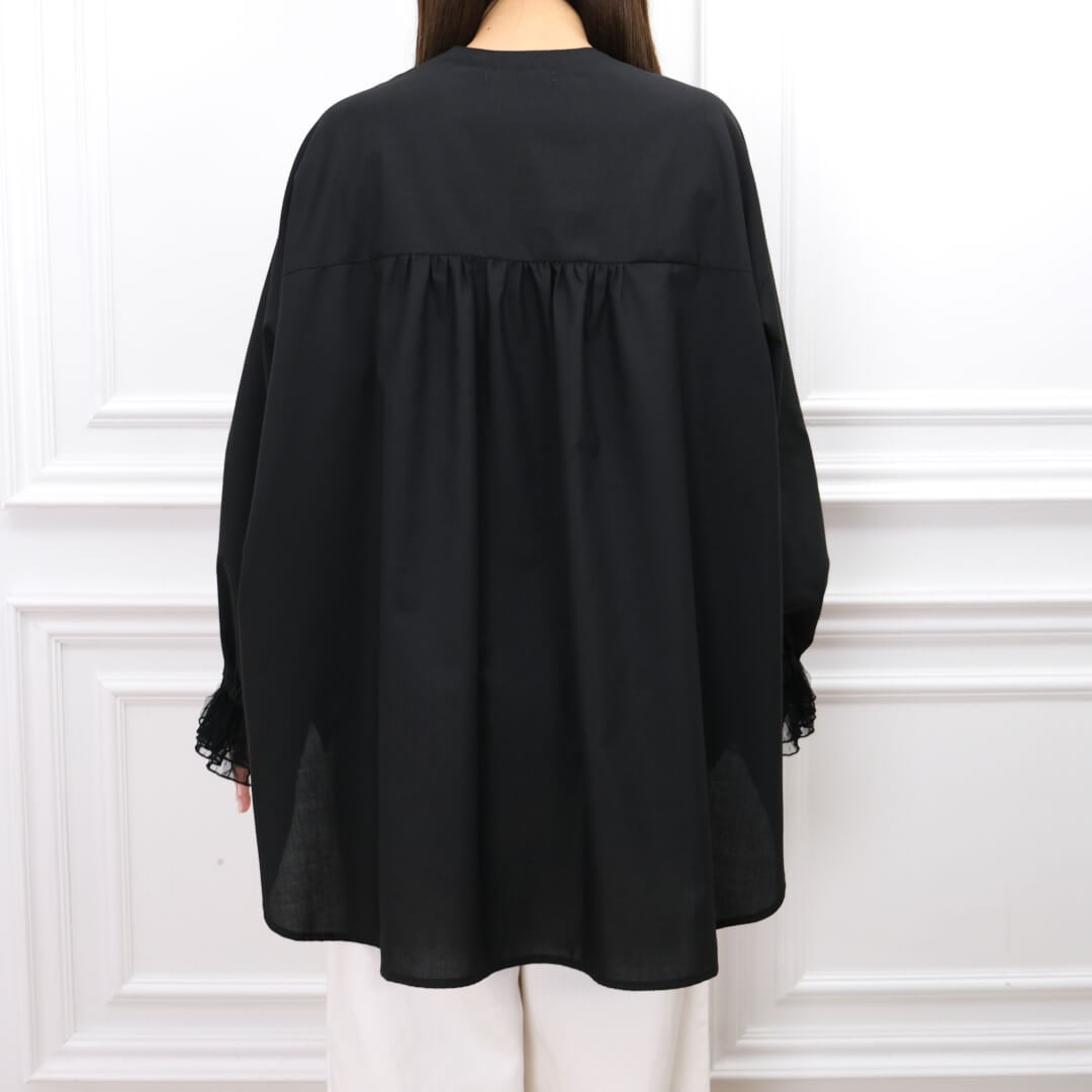 Lace Frill Cuff Blouse(BLACK)