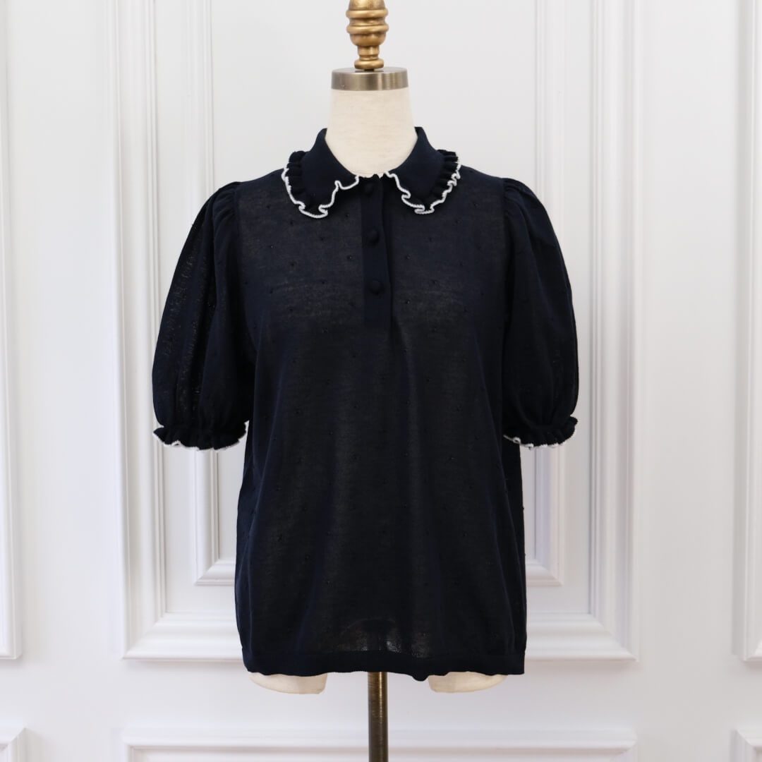パイピングフリルニット(NAVY) | すべての商品 | UN MINOU