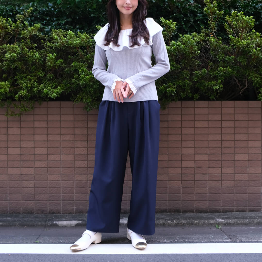 Flare Frill Rib Knit(GRAY)