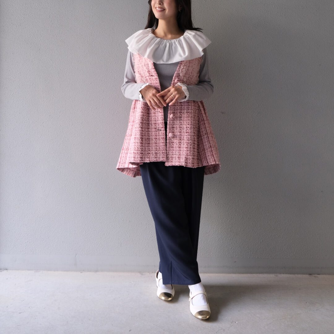 Flare Frill Rib Knit(GRAY)
