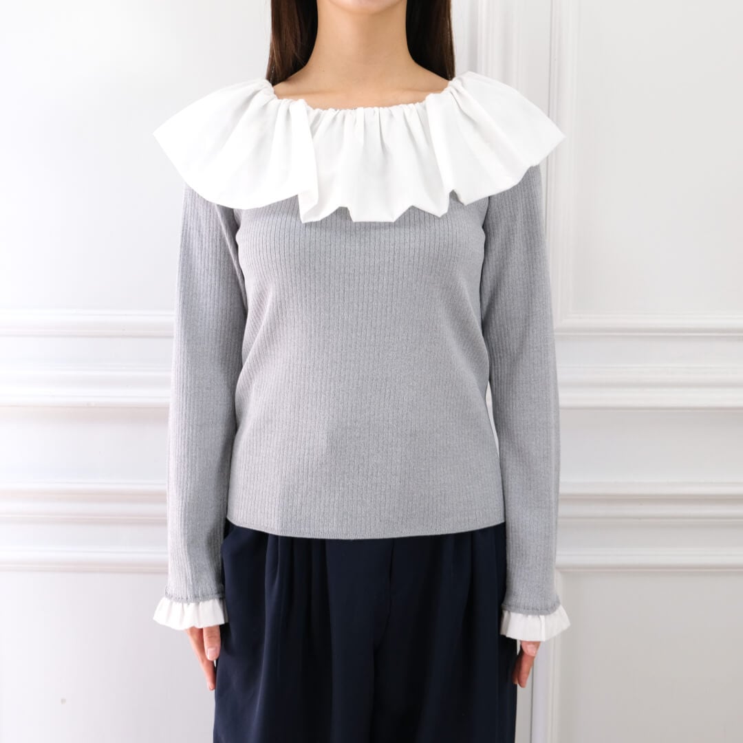 Flare Frill Rib Knit(GRAY)