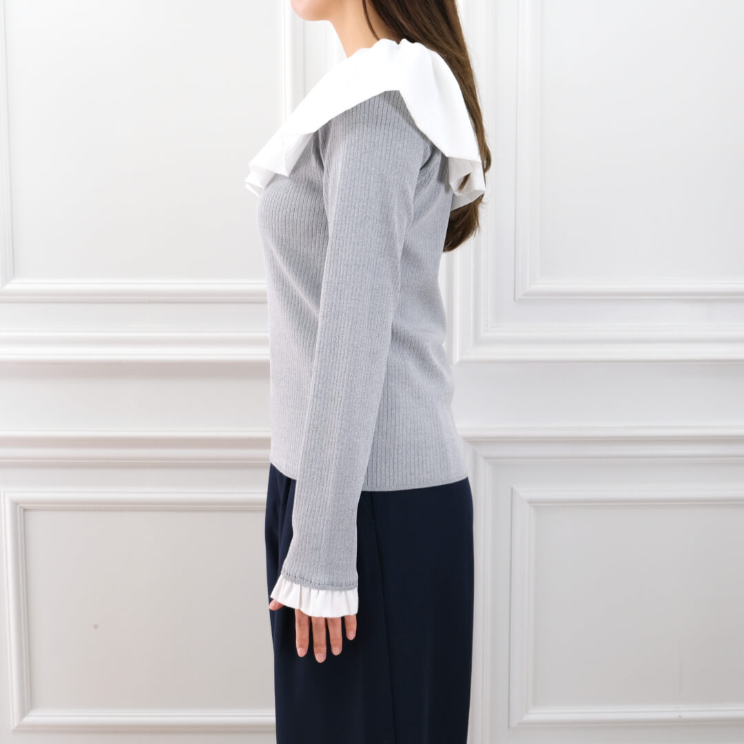 Flare Frill Rib Knit(GRAY)