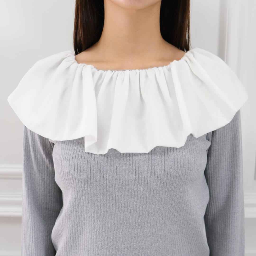 Flare Frill Rib Knit(GRAY)