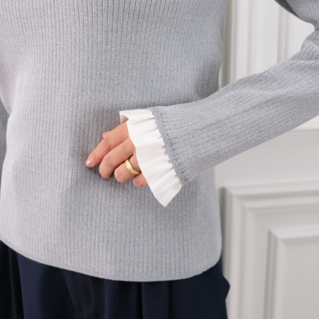 Flare Frill Rib Knit(GRAY)