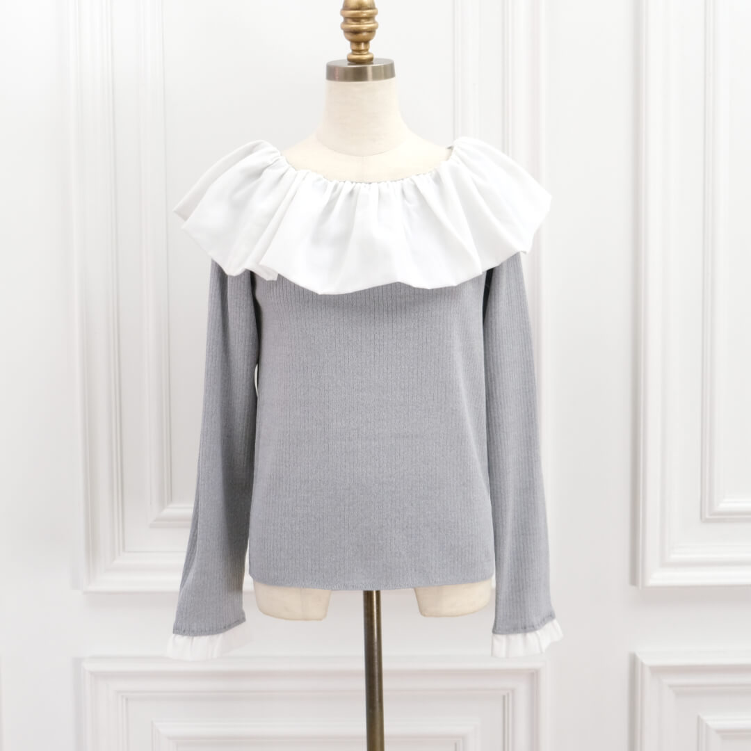 Flare Frill Rib Knit(GRAY)