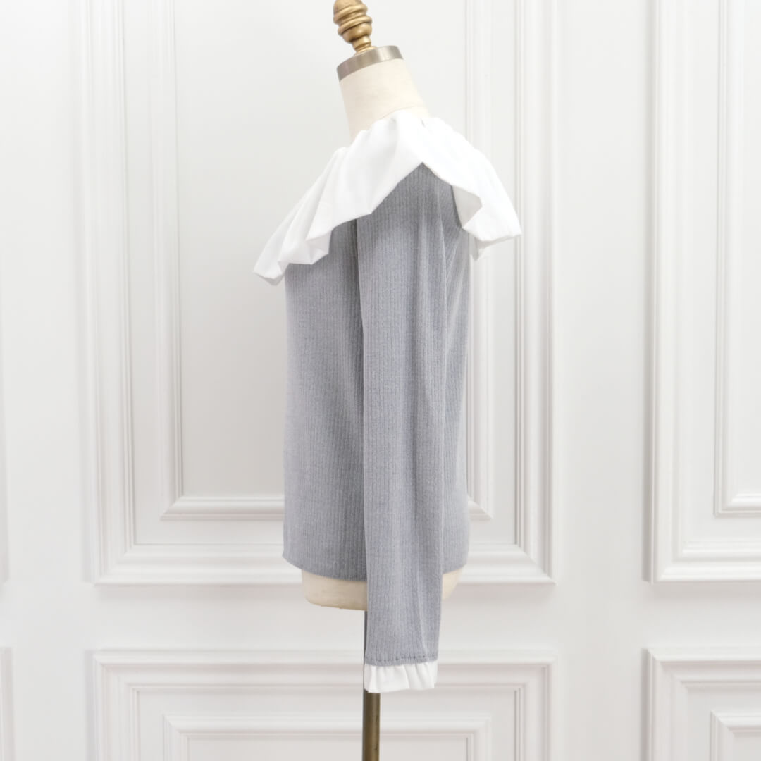 Flare Frill Rib Knit(GRAY)