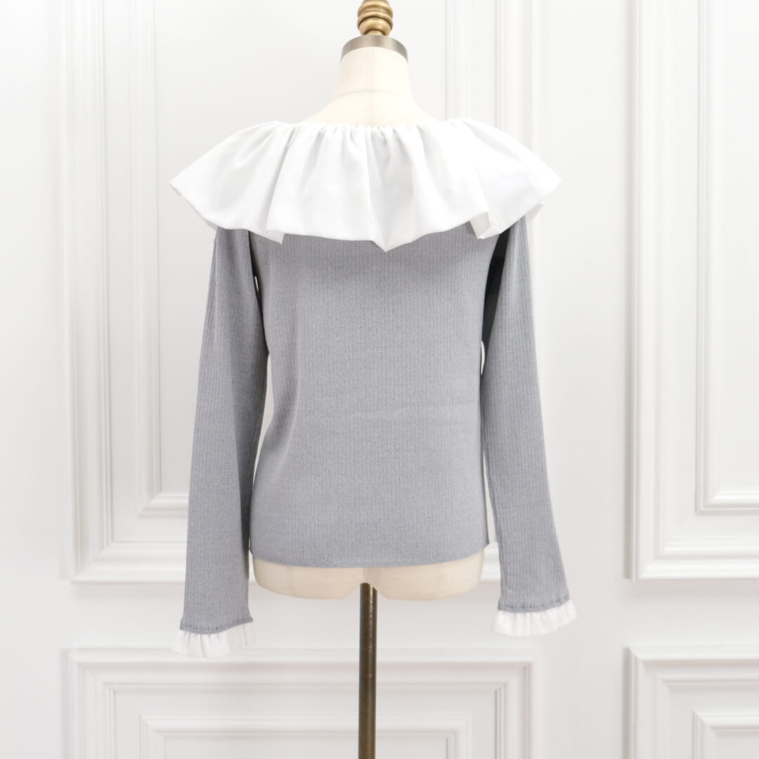 Flare Frill Rib Knit(GRAY)