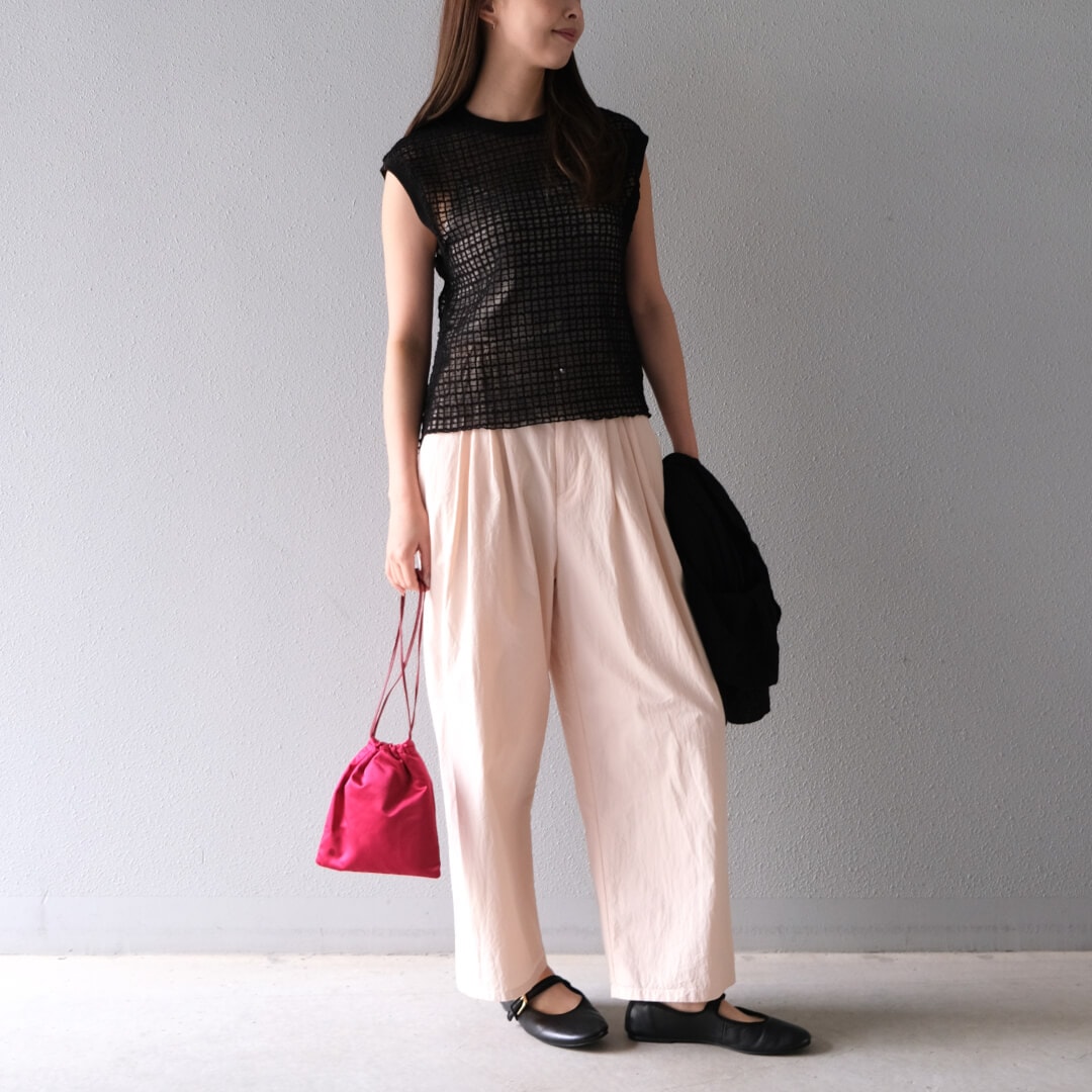UNMINOU アンミヌ タックテーパードパールパンツ タックパールパンツ(PINK) | すべての商品 | UN MINOU