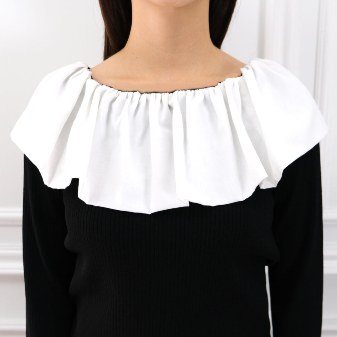 Flare Frill Rib Knit(BLACK)
