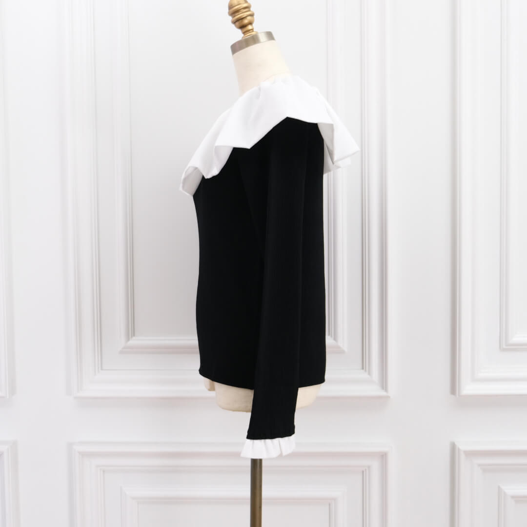 Flare Frill Rib Knit(BLACK)