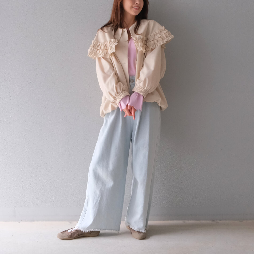 Frill Cape Blouson(BEIGE)