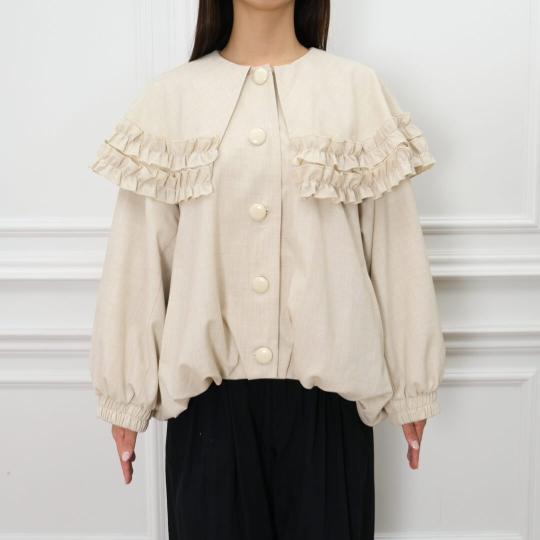Frill Cape Blouson(BEIGE)