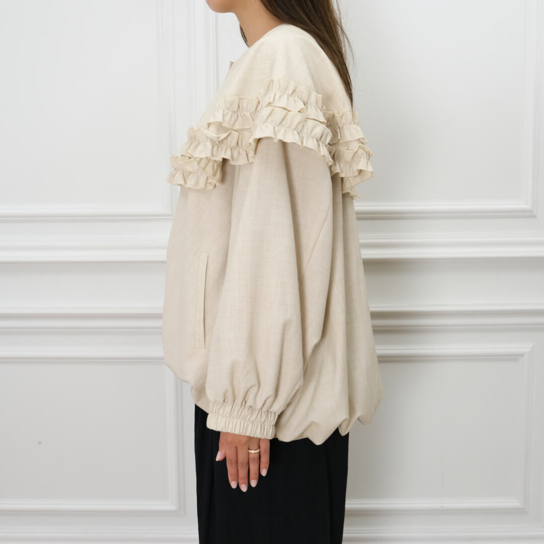 Frill Cape Blouson(BEIGE)