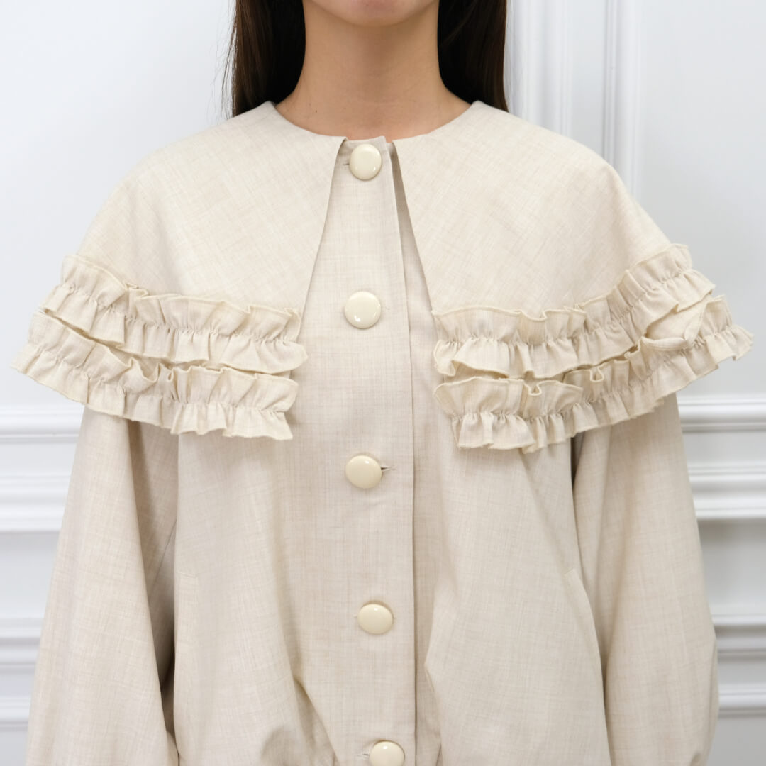 Frill Cape Blouson(BEIGE)