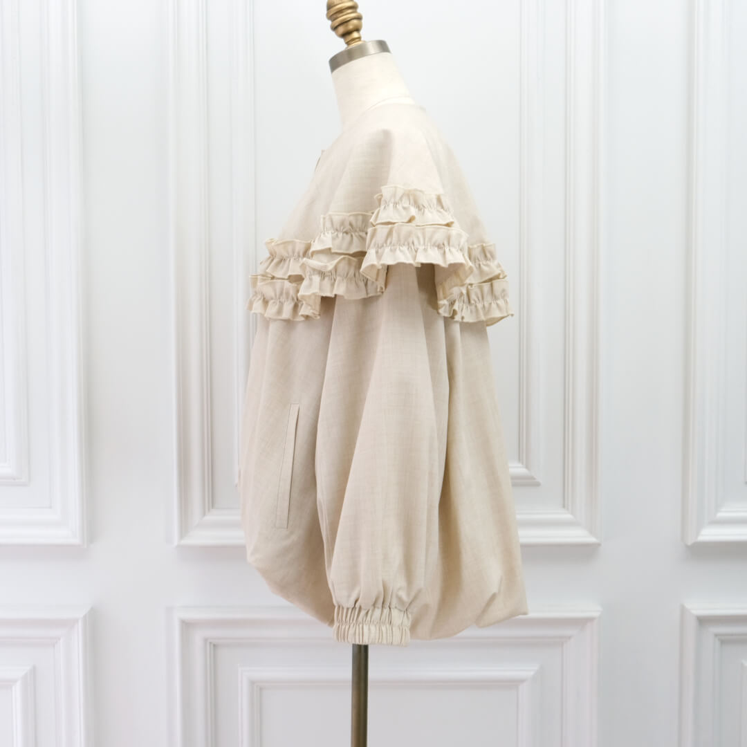 Frill Cape Blouson(BEIGE)