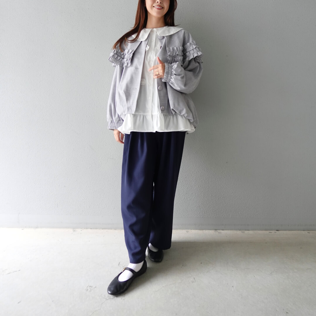 Frill Cape Blouson(GRAY)