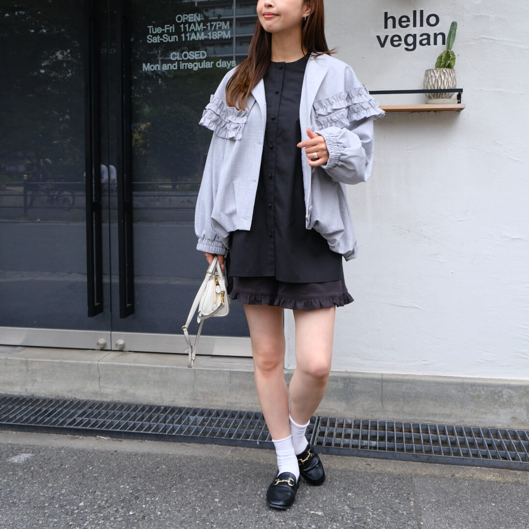 Frill Cape Blouson(GRAY)