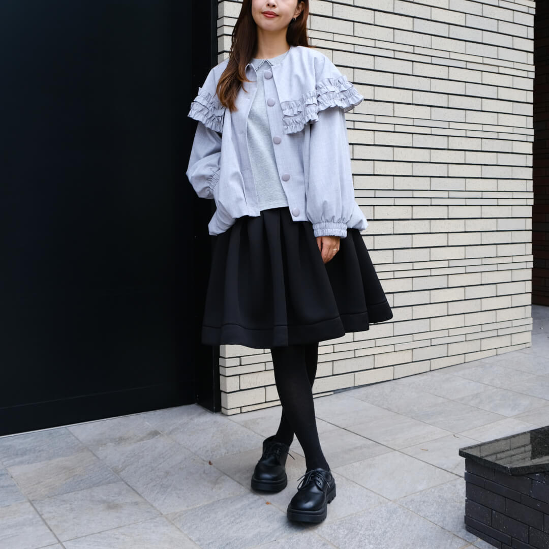 Frill Cape Blouson(GRAY)