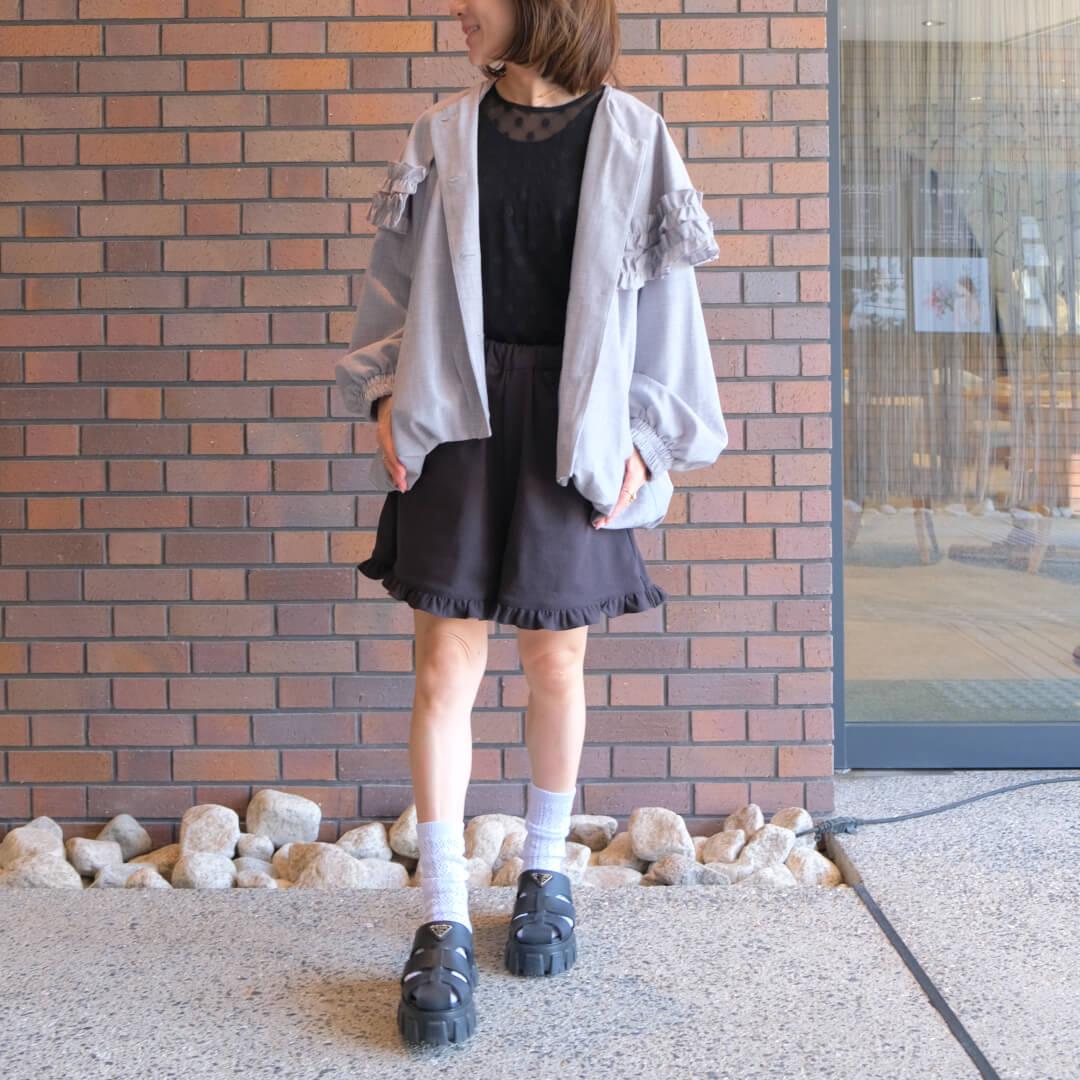 Frill Cape Blouson(GRAY)