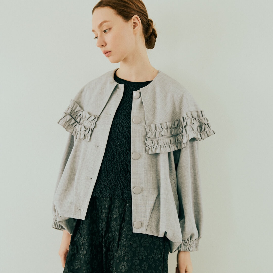 Frill Cape Blouson(GRAY)