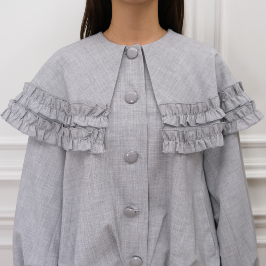 Frill Cape Blouson(GRAY)