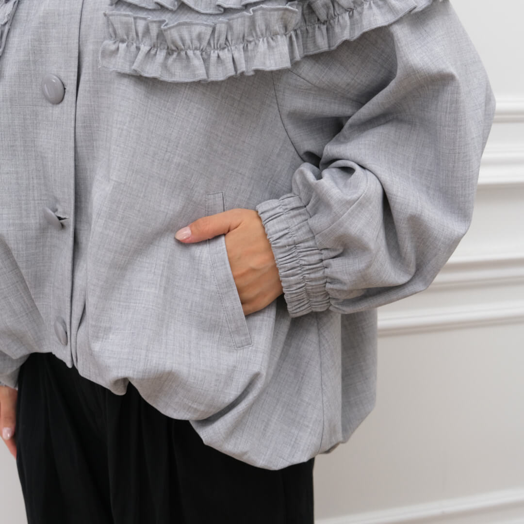 Frill Cape Blouson(GRAY)