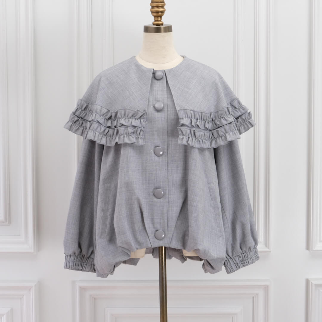 Frill Cape Blouson(GRAY)