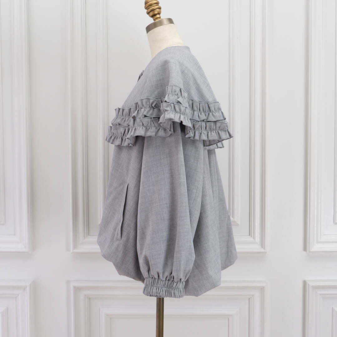 Frill Cape Blouson(GRAY)