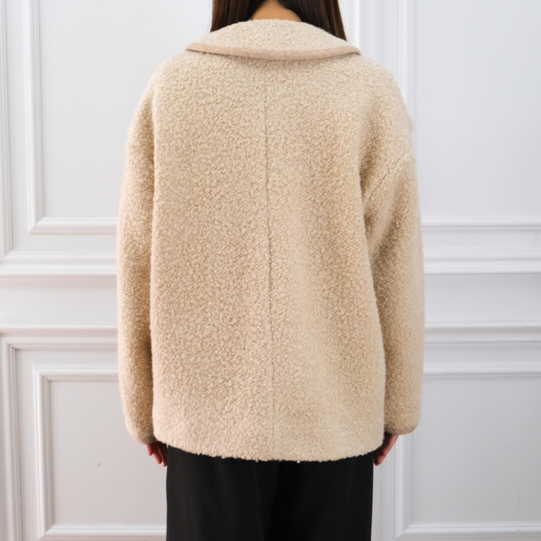 Round Collar Boucl��� Jacket(BEIGE)