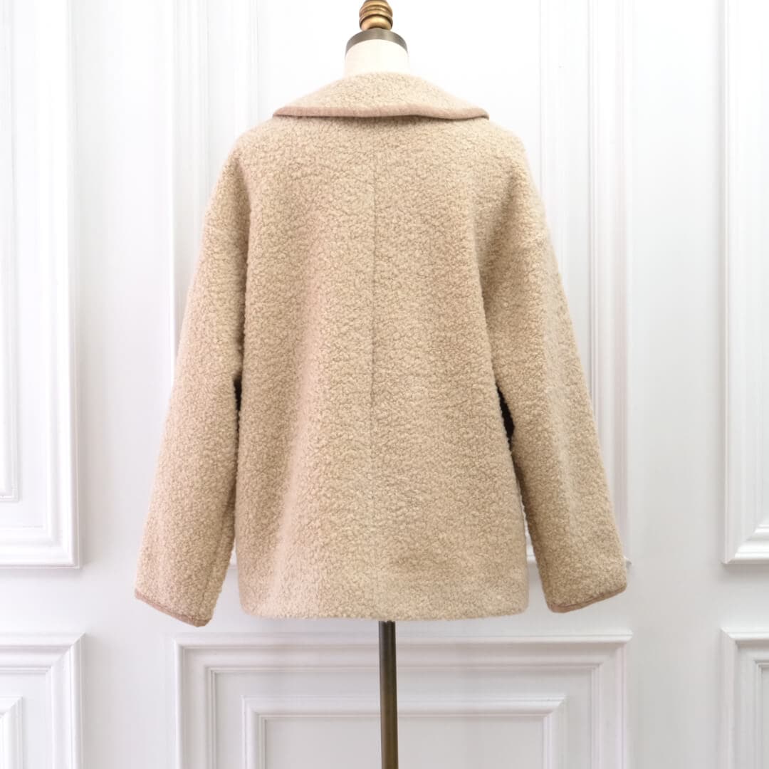 Round Collar Boucl��� Jacket(BEIGE)